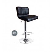 Leather Bar Stool - Kitchen Chair - Gas Lift Swivel Bar Stool - Black